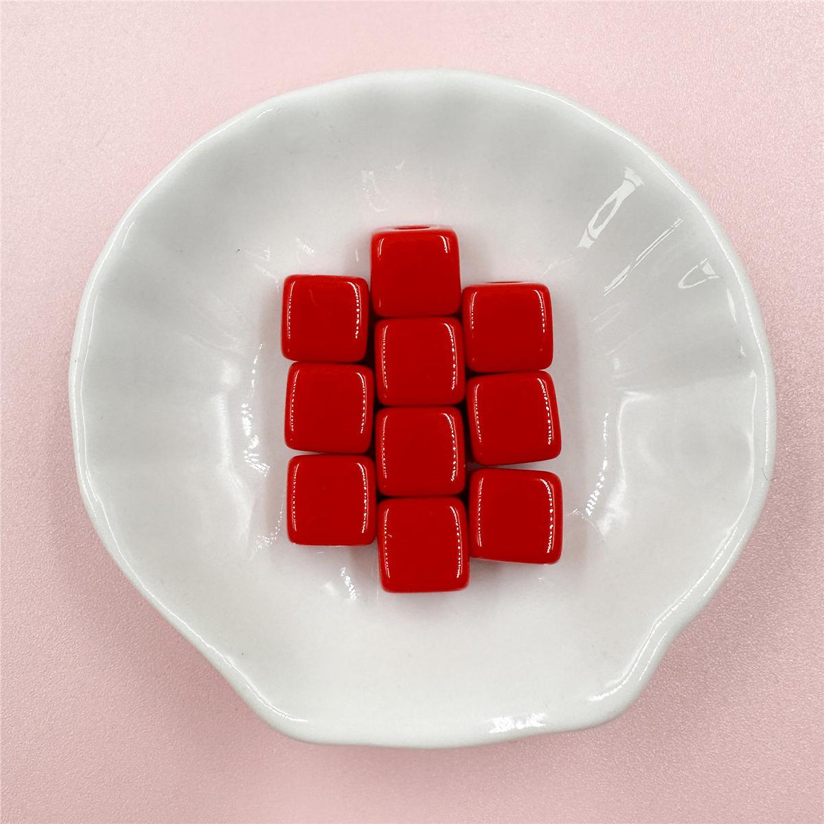 

50 шт яркие цвета 10 мм квадратная форма для изготовления ювелирных изделий акриловые бусины-разделители материалы из бисера ювелирные изделия красный