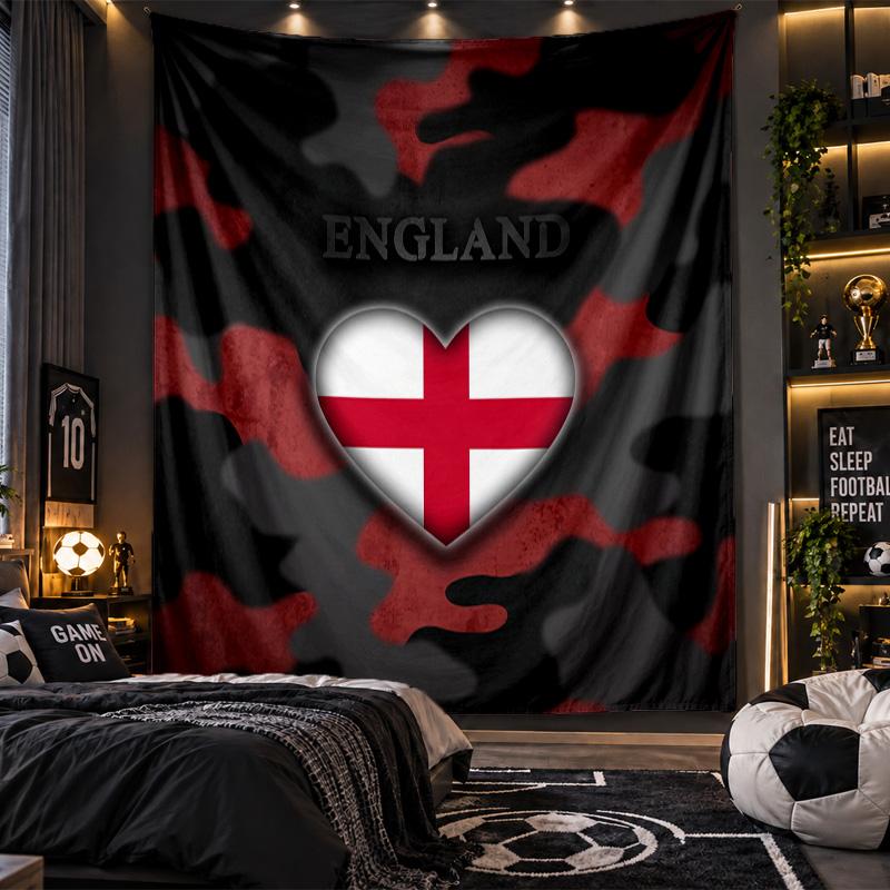 Wall Hanging Tapestry England Football Print Cloth for Living Room Bedroom Home Decor