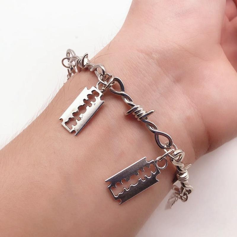 Kleine Drahtdornen Eisen Unisex Choker Armband Damen Hip-Hop Gothic Punk Klinge Stacheldraht Kleine Dornen Armband Choker Geschenke
