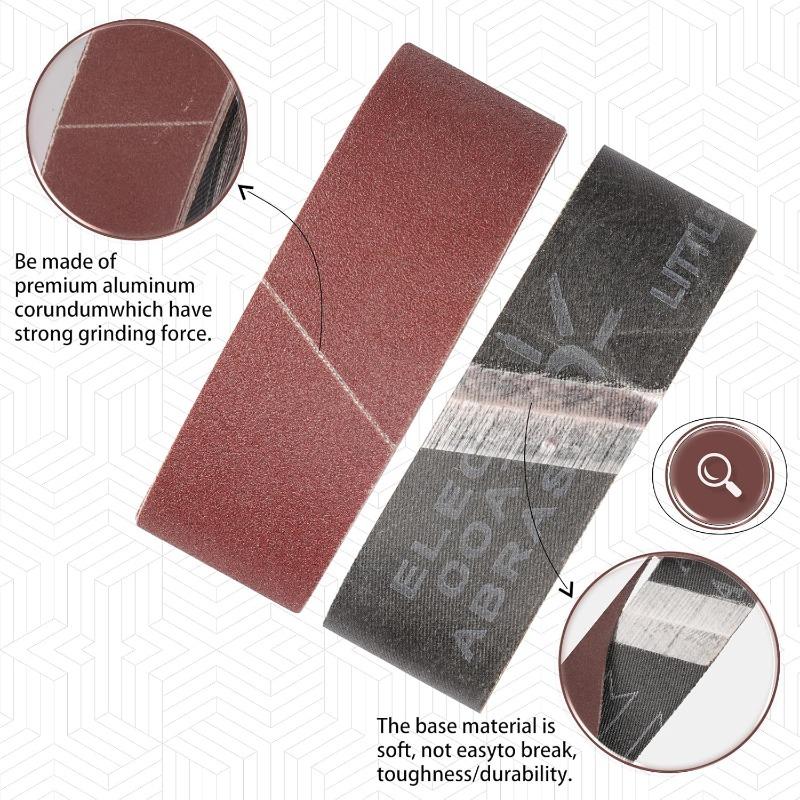 10 Pcs 40x305mm Aluminum Oxide Abrasive Belt Sander File Belt for Woodworking, Metal Polishing, Knife Sharpener