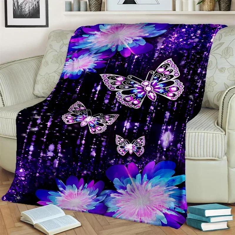 Cartoon Dream Butterfly Flower Blanket,Soft Throw Blanket for Home Bedroom Bed Sofa Picnic Travel Office Rest Nap Cover Blanket