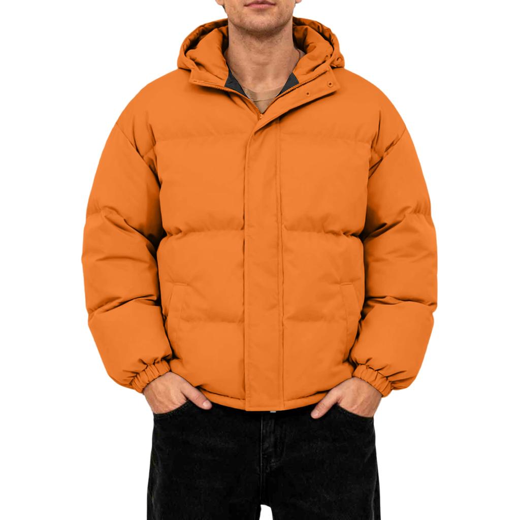 Herren Oversized Casual Daunenjacke mit langen Ärmeln und Kapuze