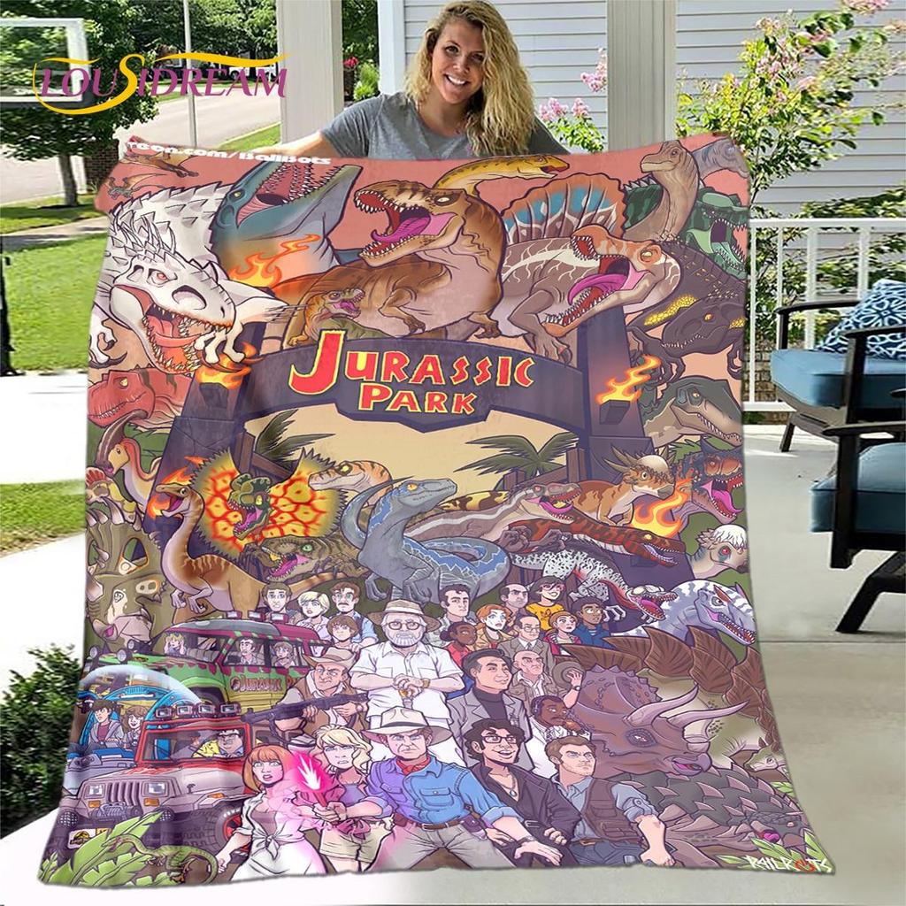 New Cartoon Jurassic Park Blanket,Flannel Blanket Throw Blanket,Soft Warm Blanket for Living Room Bedroom Beds Sofa Decor Gift
