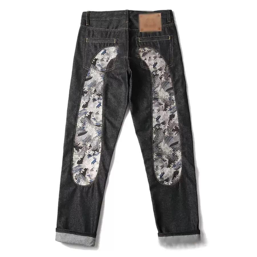 New Japanese Hipster Retro Hip-hop Fashion Print Jeans High Street Leisure Slim Straight Embroidery Y2k Print Stitching Trousers