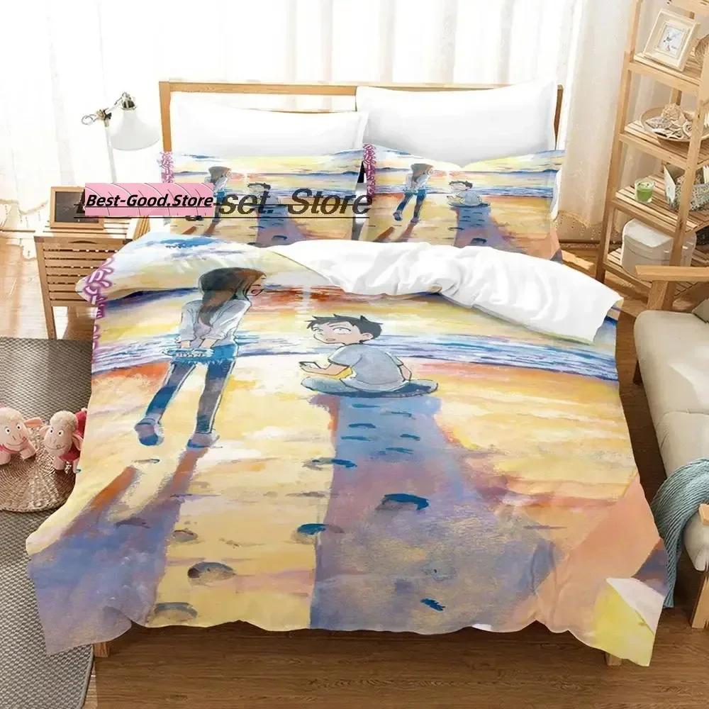 3D Teasing Master Takagi-San Bedding Set Printed Duvet Cover Pillowcase Single Double Queen Super King Size Sets