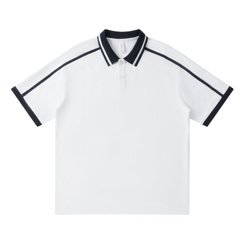 Trendy Color-Block Collar Polo: Unisex Casual Woven Tape Workwear - DIY Customizable