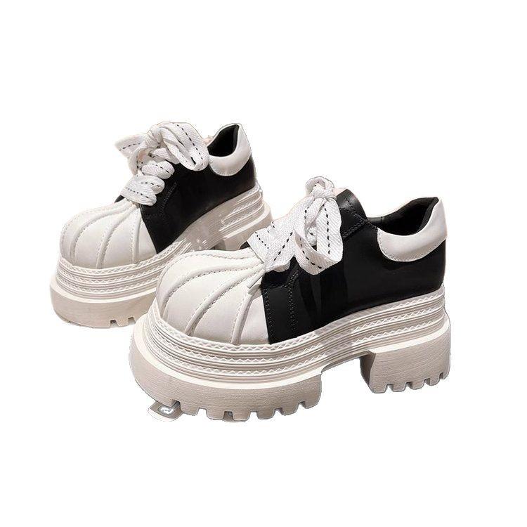 European genuine leather shell head lace-up color matching big head mango head JK small leather shoes loafers single shoes small women's shoes