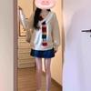 Herbst neue Damenmode Mode Retro Langarm Strickpullover Lockerer Mantel College-Stil Hochwertiger Pullover Damen