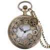 Antique Copper Steampunk Vintage Hollow Bronze Gear Hollow Quartz Pocket Watch Necklace Pendant Clock Chain Men's Women Gift