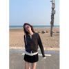 2026 Spring/Autumn High-End Gray Wool Blend Slimming A-Line High-Waisted Midi Skirt - Korean Style for Women