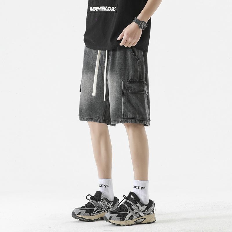 

High Street многокарманные джинсовые шорты Tooling мужские с эластичной талией свободные прямые брюки с пятью точками XS