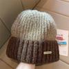 Hat Women's Rough Knitted Wool Hat Autumn and Winter Versatile Big Head Circumference Color Matching Loose Ins Trendy Face Small Headhat