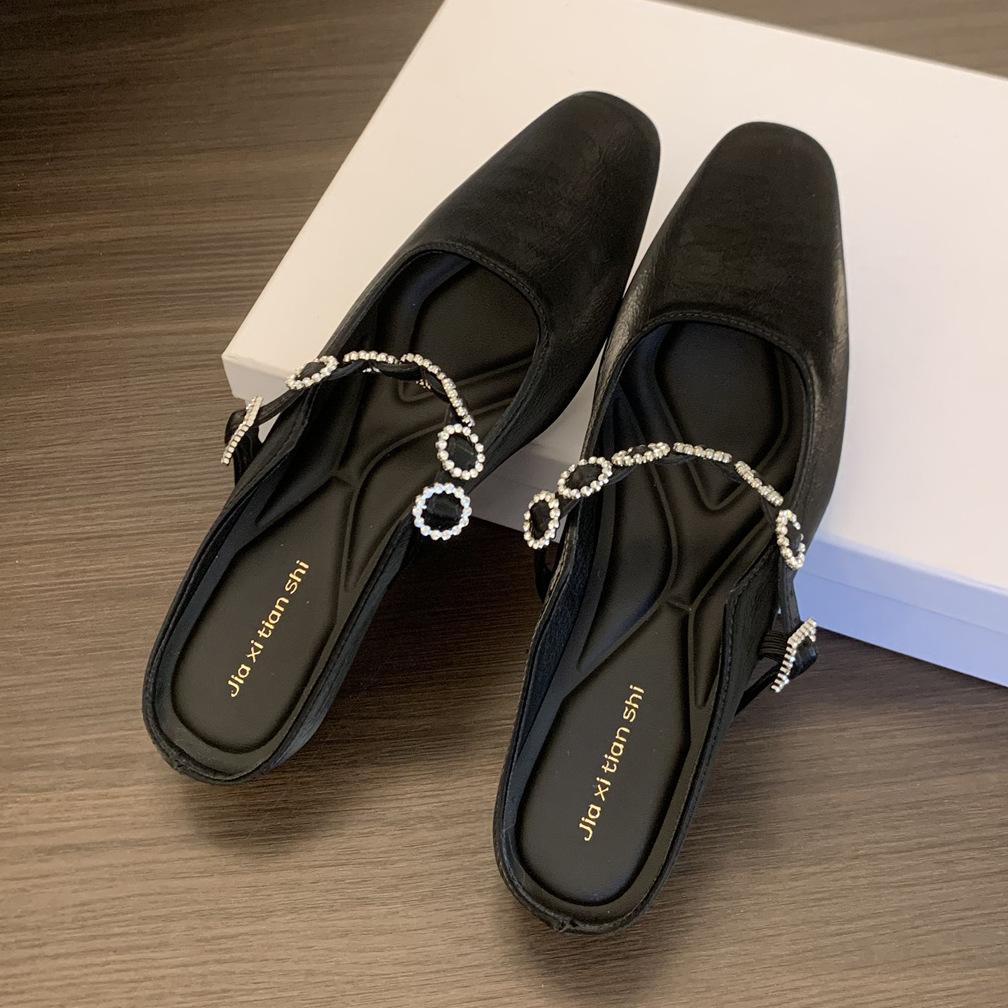 

Внутреннее увеличение высоты, темпераментная серебряная сумка, полушлепанцы с открытой пяткой, женская обувь, весенние и летние сандалии 40 чёрный