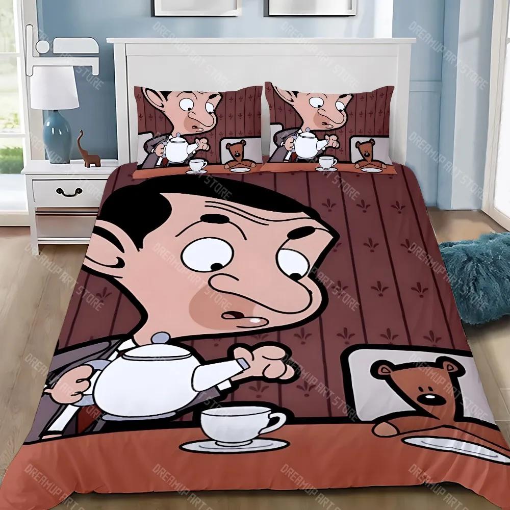 Cartoon Bettbezug Kissenbezug Bettwäscheset Erwachsener Junge Mr B-Bean Mädchen Schlafzimmer Dekoration Kinder Geschenk Einzel Doppel Große Größe