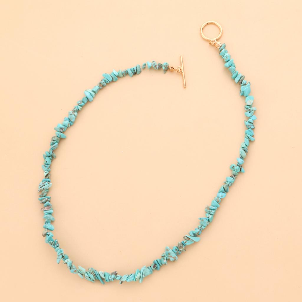 Large Special-shaped Pearl OT Buckle Necklace Femininity Simple Green Turquoise Necklace