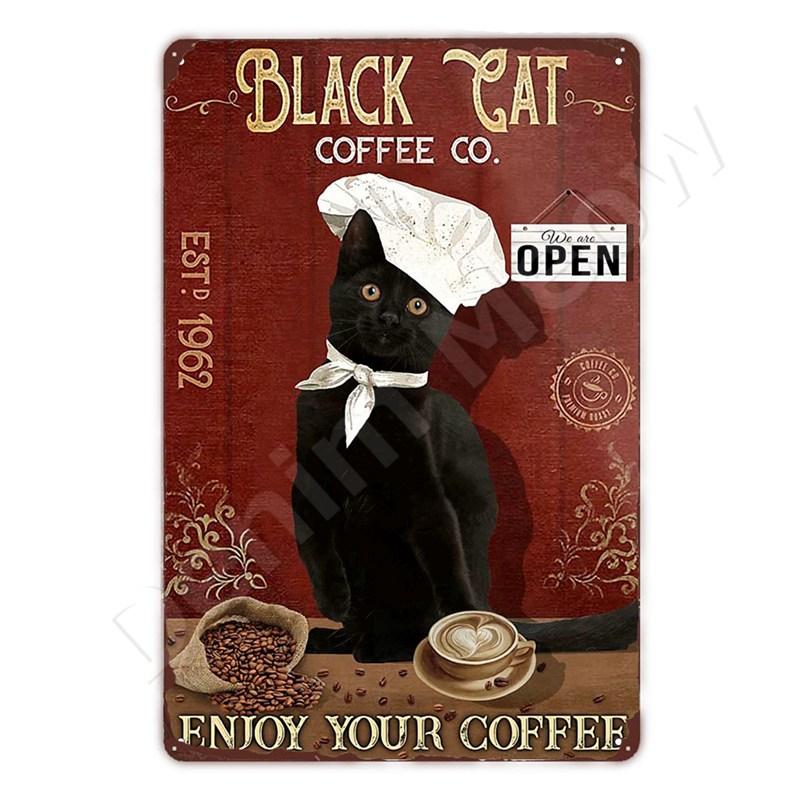 Funny Bathroom Quote Metal Tin Sign, Black Cat, Wash Your Paws, Poster for Home, Bathroom, Cafe, Wall Decor, Gift for Women