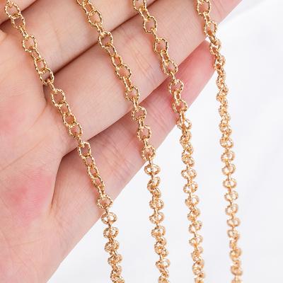 1M 2M 14k Gold Plated Brass Metal O Shape Round Link Chain Copper Cuban Link Chain For DIY Bracelet Necklace Making Accessories