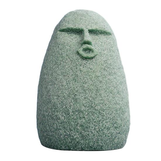 

Cute Stone Primitive Man Figurine Funny Stoneman Statue Carving Face Decoration for Garden Home Decor Fish Tank Ornament A