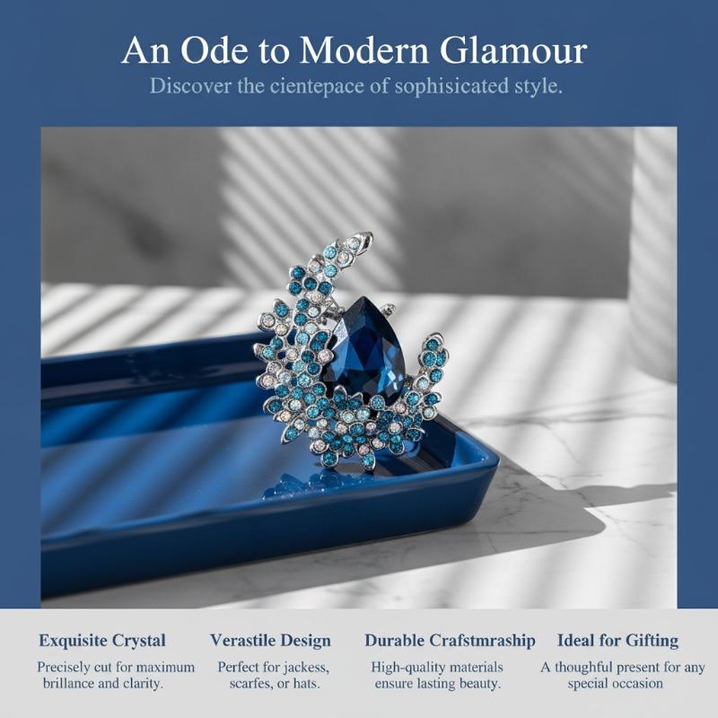 Luxury Teardrop Crystal Rhinestone Brooch Pin Women Party Wedding Banquet Clothing Decor Birthday Gift
