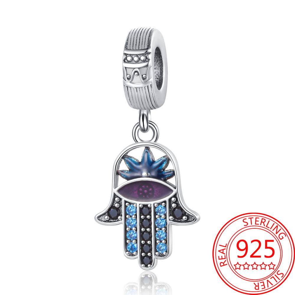 Mysterious Copper Love Evil Eyes Celtic Knot Palm Pendant Beads Safety Clip Fit Brand Bracelet Premium Gift Diy