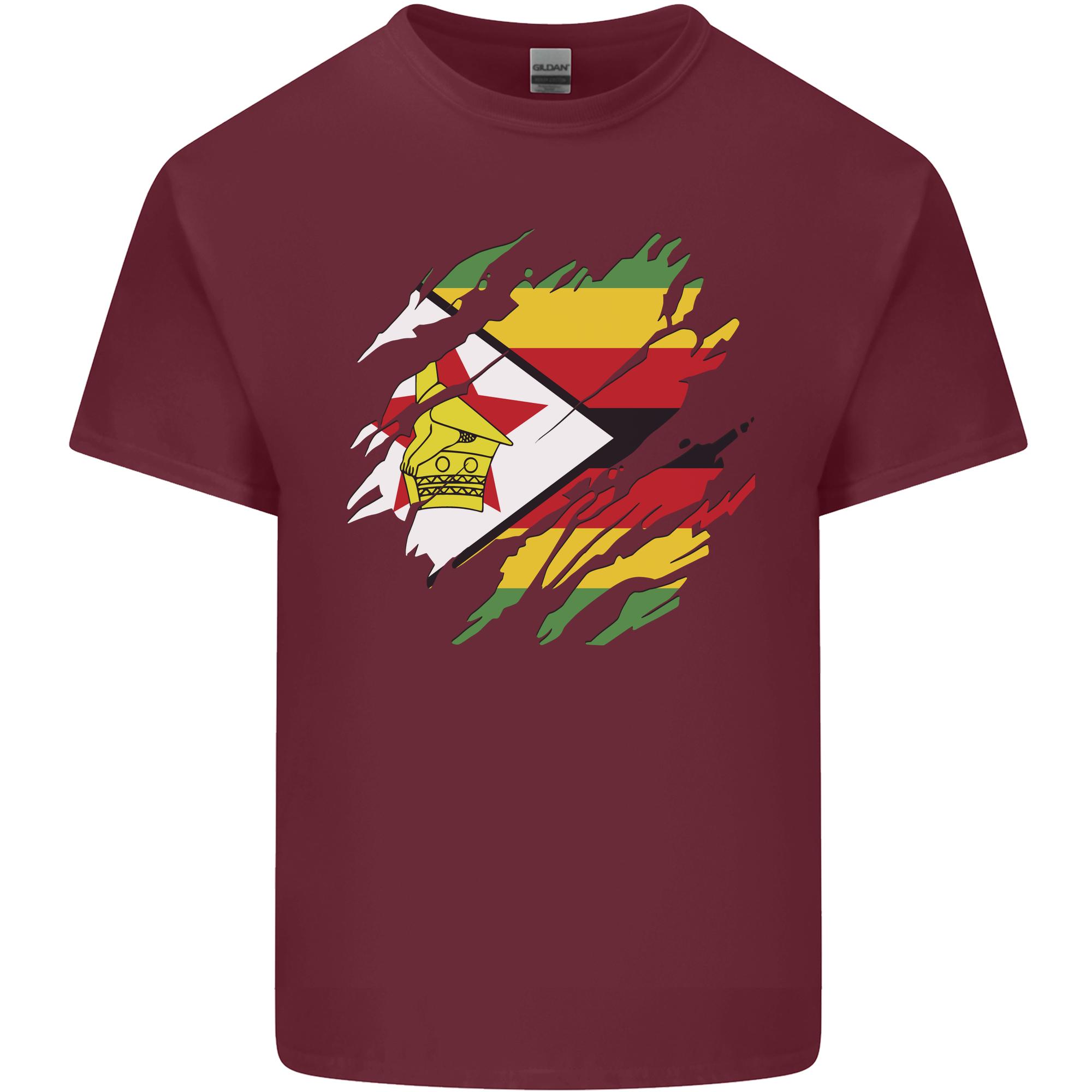 Torn Zimbabwe Flag Zimbabwean Day Football Unisexs Light Cotton TShirt S