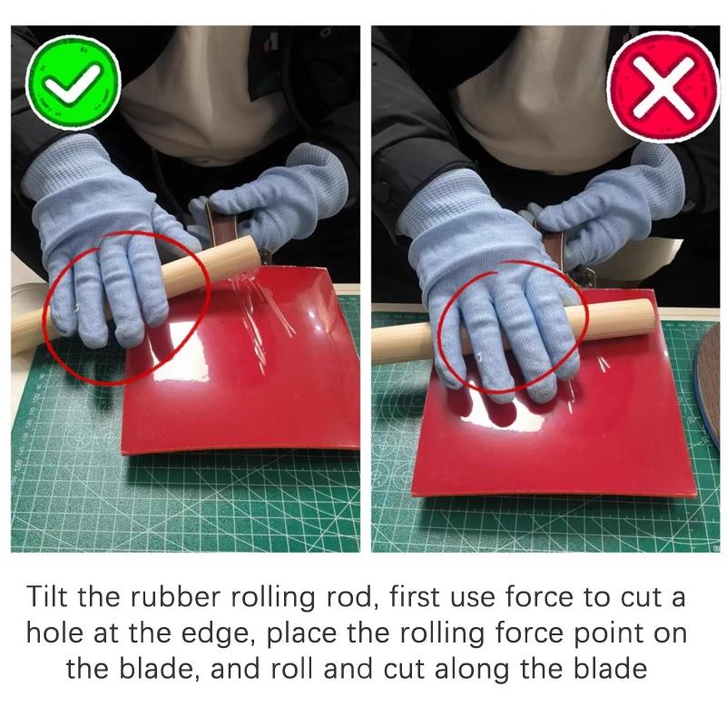 Table Tennis Rubber Manual Cutter Bowknife Set For Table Tennis Paddle Rubber Cutting Machine With Roller + Gloves