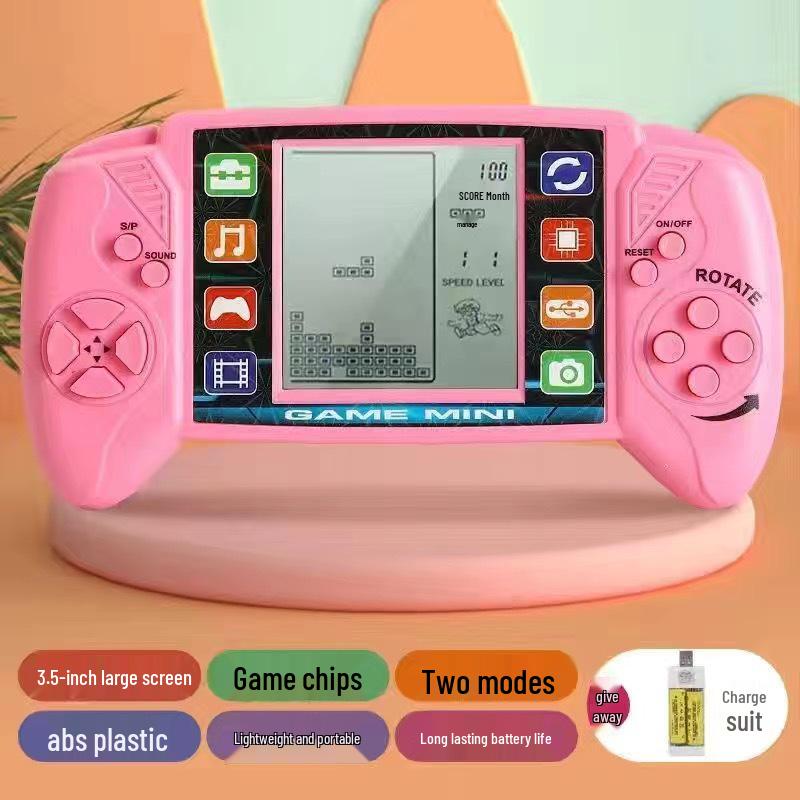Nostalgic Retro Russian Tetris Handheld Game Console with Large Screen for Children's Play.