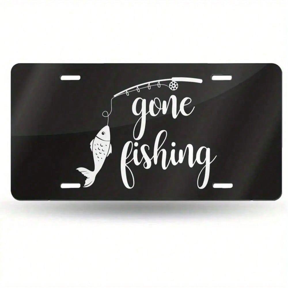 Fishing Themed License Plate 6x12 Inch Rustproof Aluminum Novelty Tag for Truck SUV RV Camper