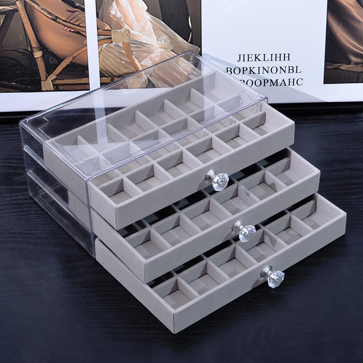 

5-слойная прозрачная ПЭТ-шкатулка с бархатной подкладкой для браслетов, колец, сережек и ожерелий