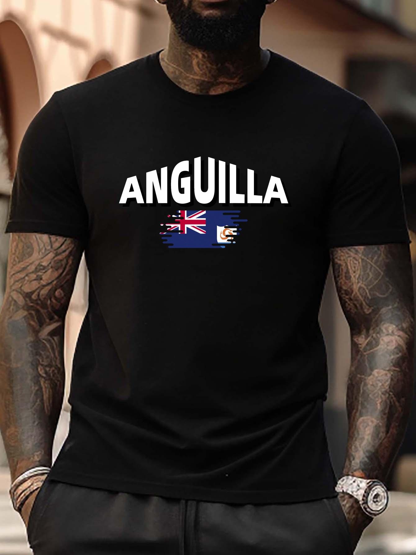 ANGUILLA Print Plus Size Crew Neck Short Sleeve T-shirt XXXXL