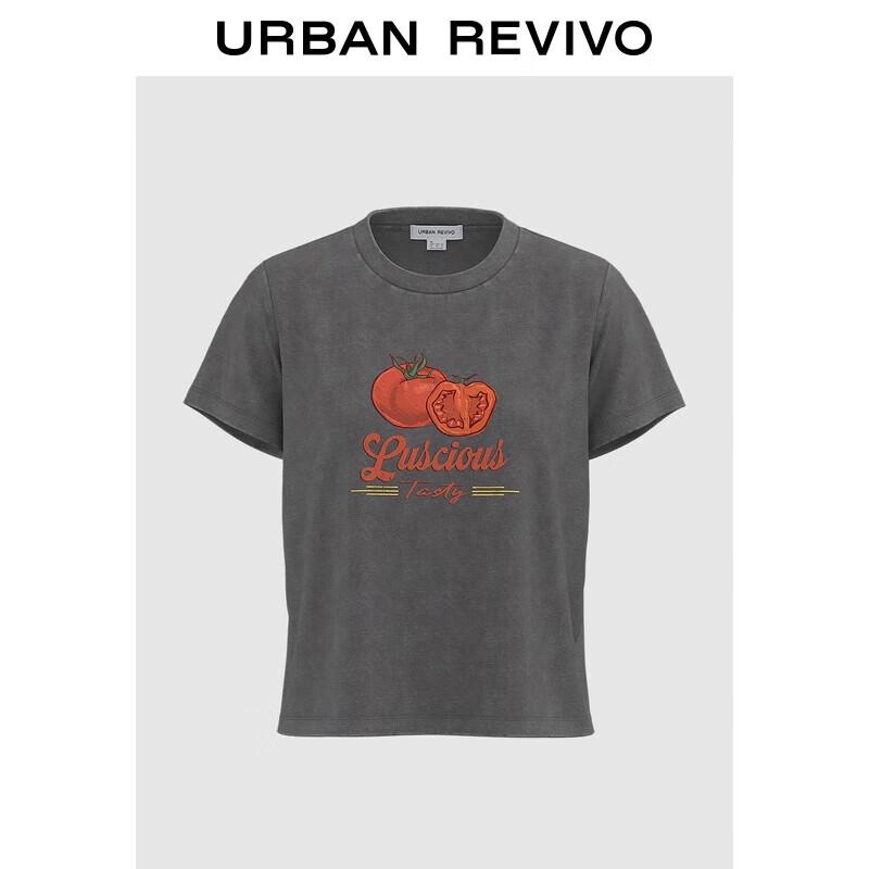 UR Women s Casual Tomato Print Round Neck Short Sleeve T-Shirt S