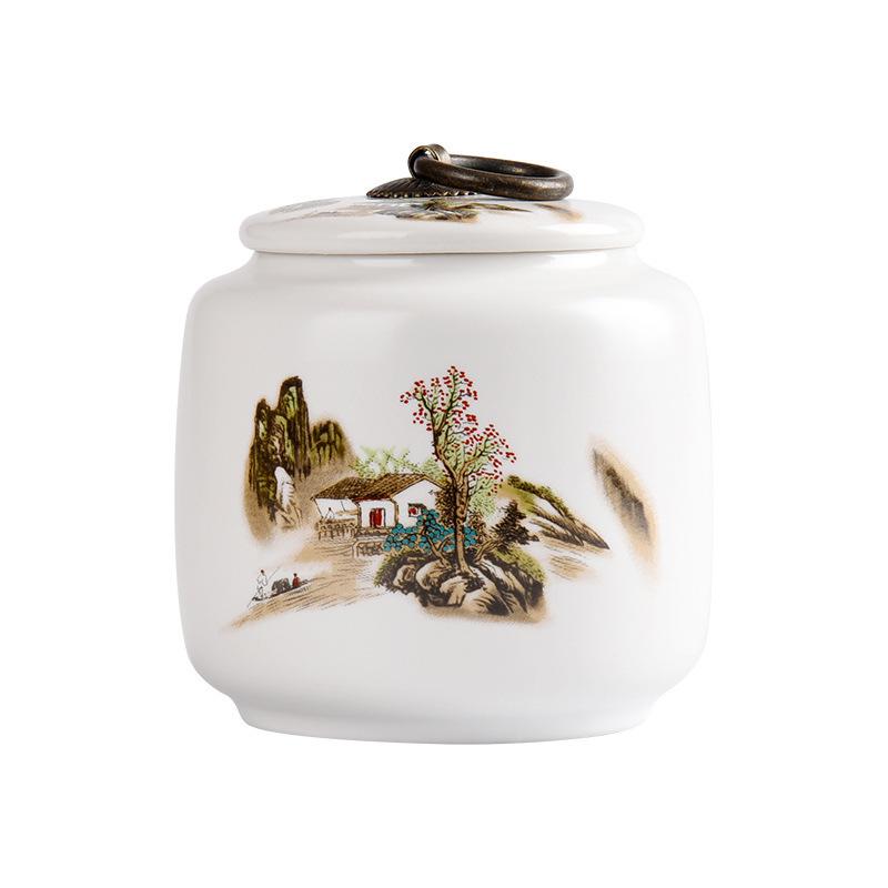 Small Ceramic Tea Caddy: Moisture-Proof, Sealed White Porcelain Jar