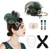 Western 1920s Peacock Feather Headdress Headband Gatsby Party Masquerade Halloween Women's Set Elegant Essential