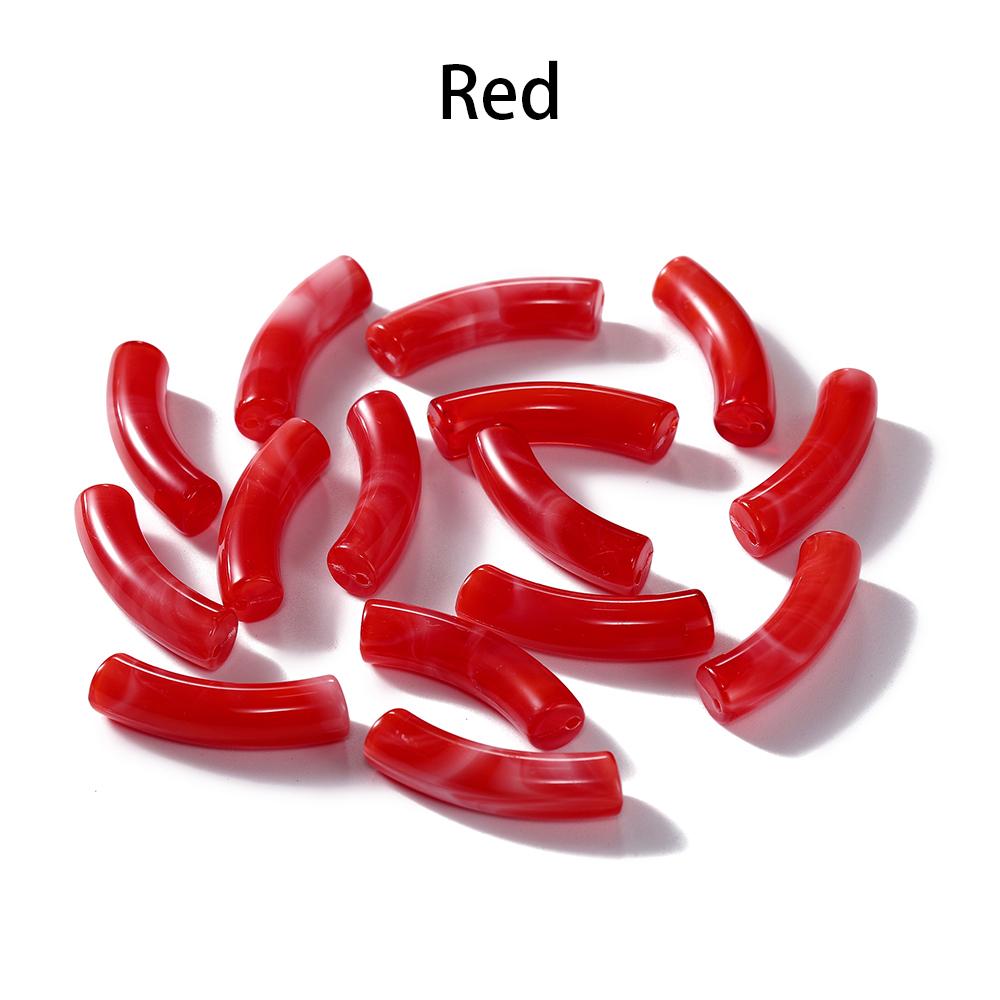 10pcs/lot 10*33mm Acrylic Beads Curved Tube Multicolor Loose Spacer Beads For Necklace Bracelets DIY Jewelry Making Accessories