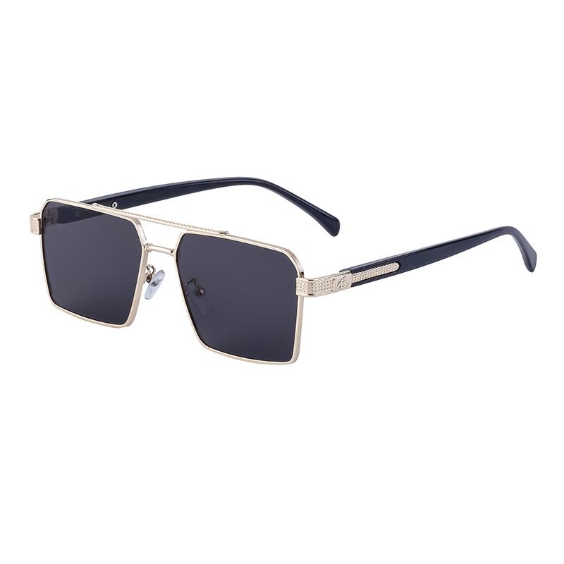 Lunettes de soleil rétro à double faisceau en métal pour homme, style boîte de conduite, lunettes de soleil pour homme