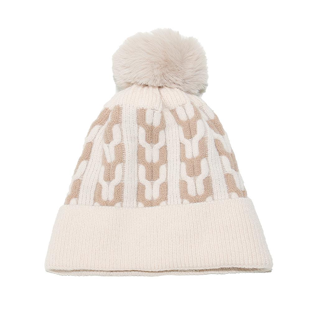 

Hairball thickened plush wool hat women s autumn and winter warm ear protection cold hat outdoor versatile knitted hat women M（56-58cm） бежевый