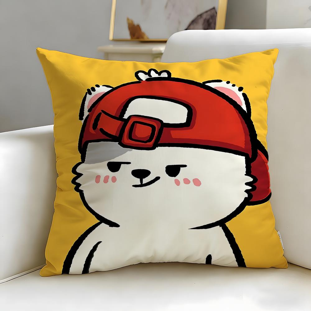 Sticker Cute Bear Stickers Cushion Cover Soft & Easy-Wash Pillow Case – Versatile For Couch, Bed, Travel And Office