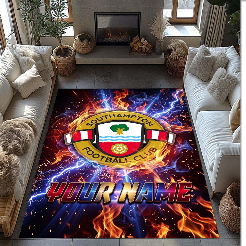Southampton FC Printed Crystal Velvet Rug Non‑Slip Crystal Velvet Carpet For Sofa Bedroom Indoor Home Decoration