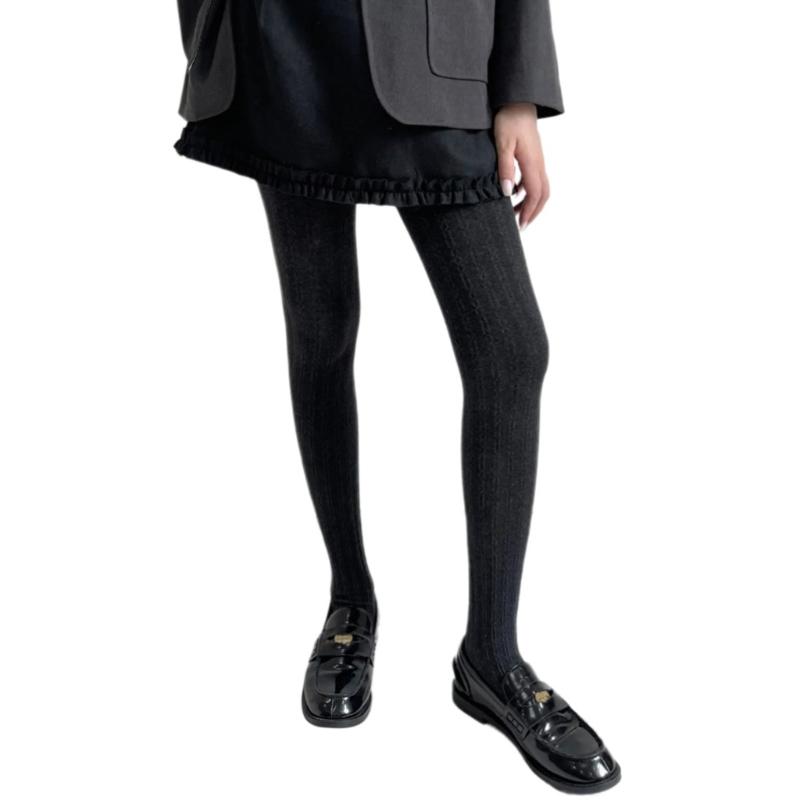 Vintage Chain Twist Striped Pattern Cotton Tights for Women Breathable Leggings Spring Fall Opaque Pantyhose Stockings
