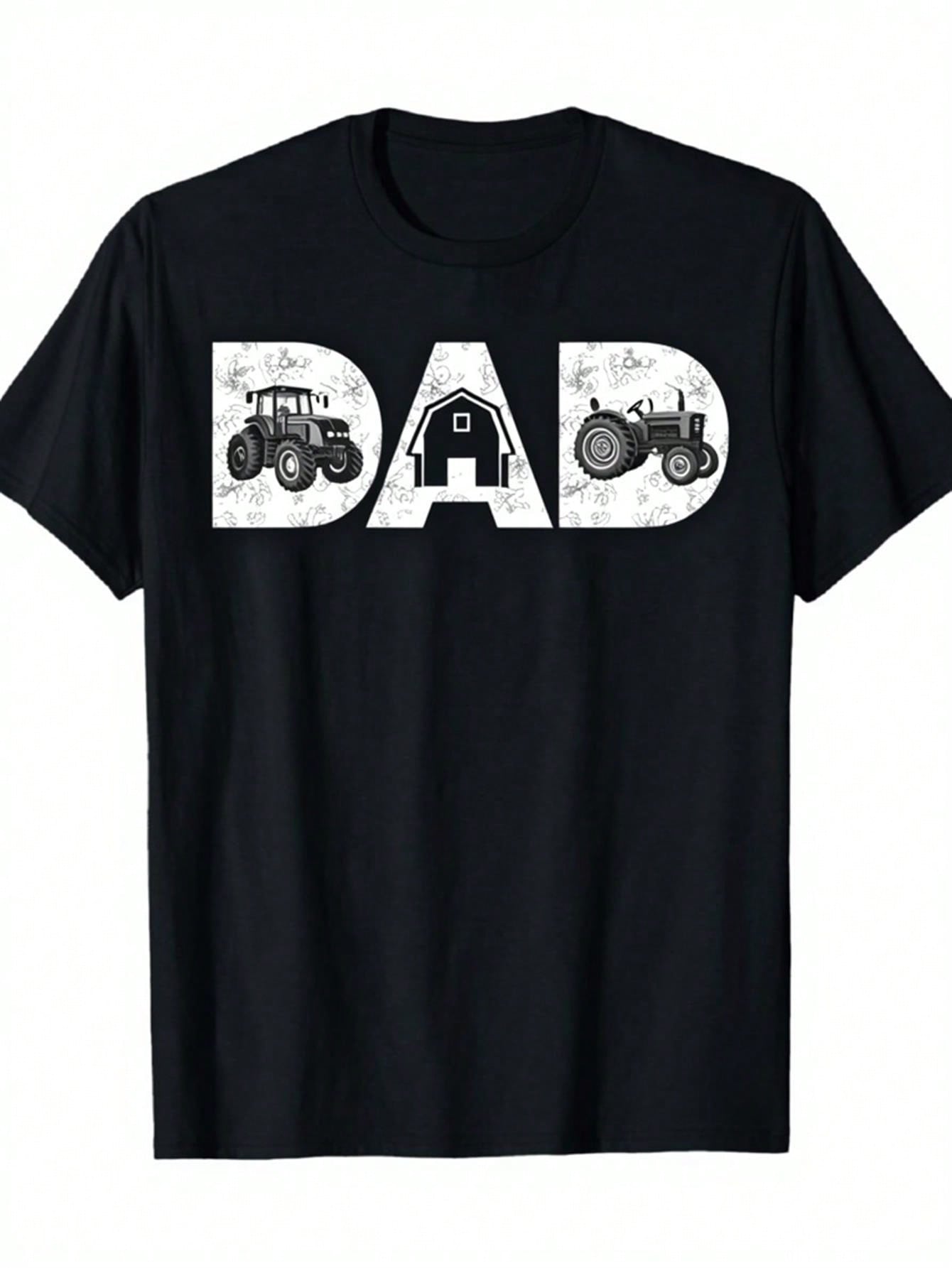 2D unisex s Tractor Printed Dad T-Shirt- Short Sleeved Round Neck T-Shirt, Casual Shirt, Dad, Tractor Themed Casual Clothing, Dad T-Shirt Short Sleeve S разноцветный