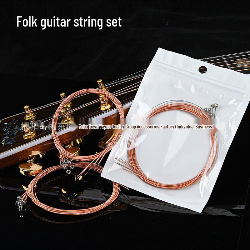 Akustik-Folk-Gitarrensaiten-Set (1-6) - Einzeln verpackt, Rotes Kupfer, Farbige Saiten