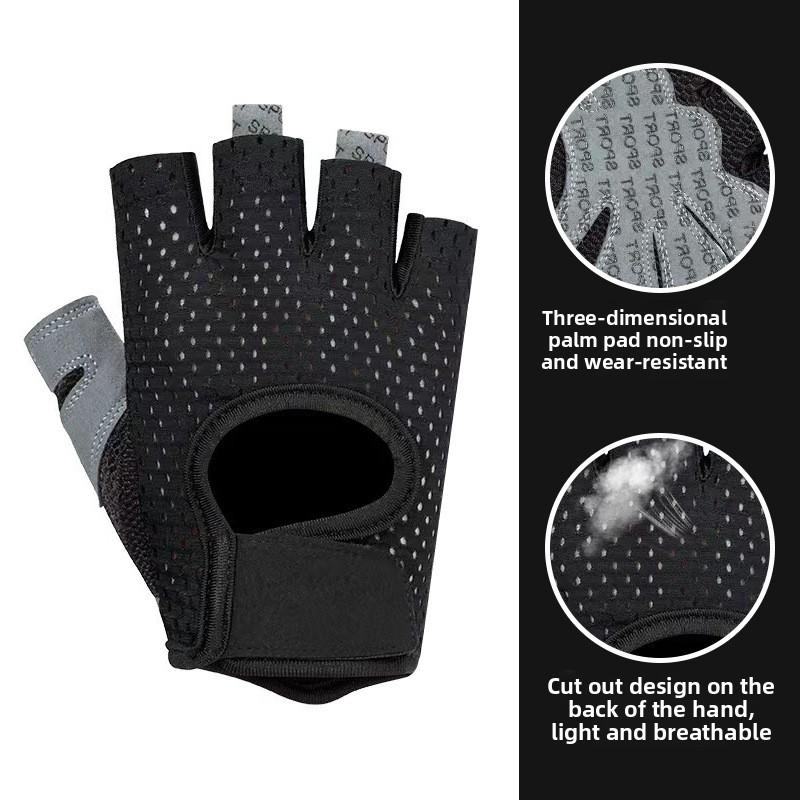 Half Finger Men's and Women's Gym Sports Yoga Non-slip Anti-callus Riding Breathable Mesh Outdoor Camping Fitness Gloves
