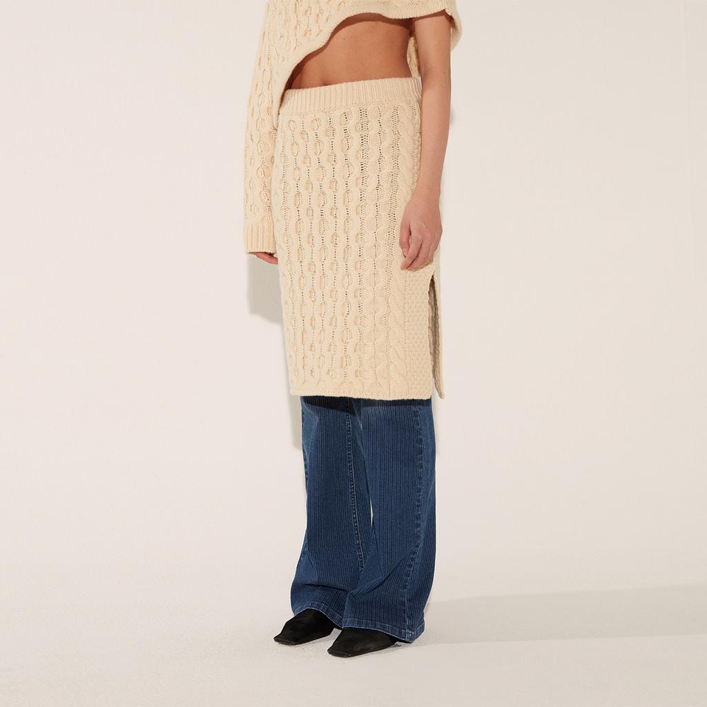 Soltipebeul Fisher Slit Skirt [Cream]