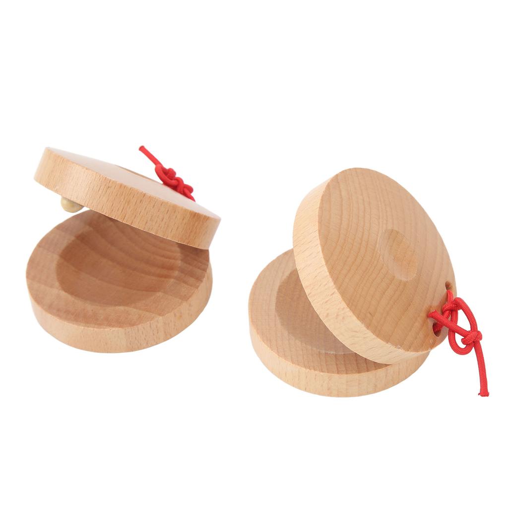 1 Pair of Wooden Castanets Kids Education Wood Finger Clappers Percussion Musical Instruments