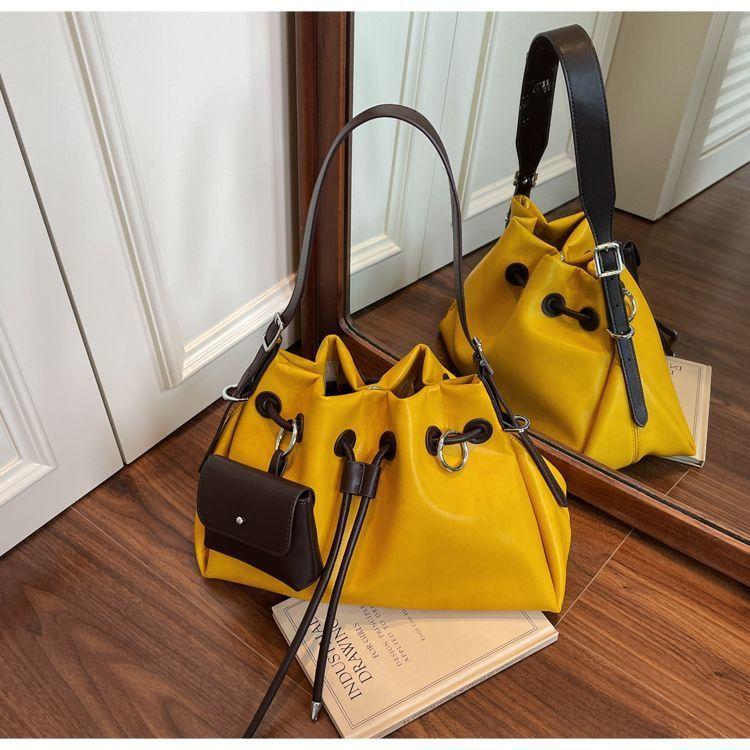 

JIAERDI Vintage Green Bucket Bag Purse Women Versatile Casual Luxury Design Crossbody Bags Female Retro Y2k Handbag Aesthetic 30x20x14cm