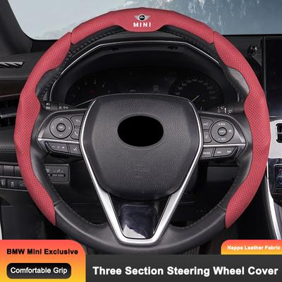 Nappa Leather Three-stage Steering Wheel Anti Slip Protective Cover For BMW Mini Works Cooper F54 F55 F56 F57 F60 R50 R52 R53