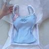 Regata Camisola Acolchoada com Renda Azul Dopamina - Roupa Íntima/Exterior Feminina com Lindo Design nas Costas.