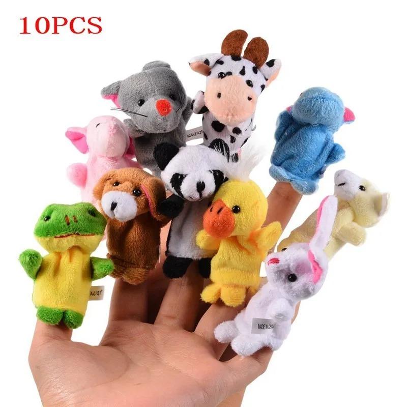 10Pcs Baby Plush Toy Cartoon Animal Family Finger Puppet Role Play Tell Story Cloth Doll Educational Toys For Children Kids