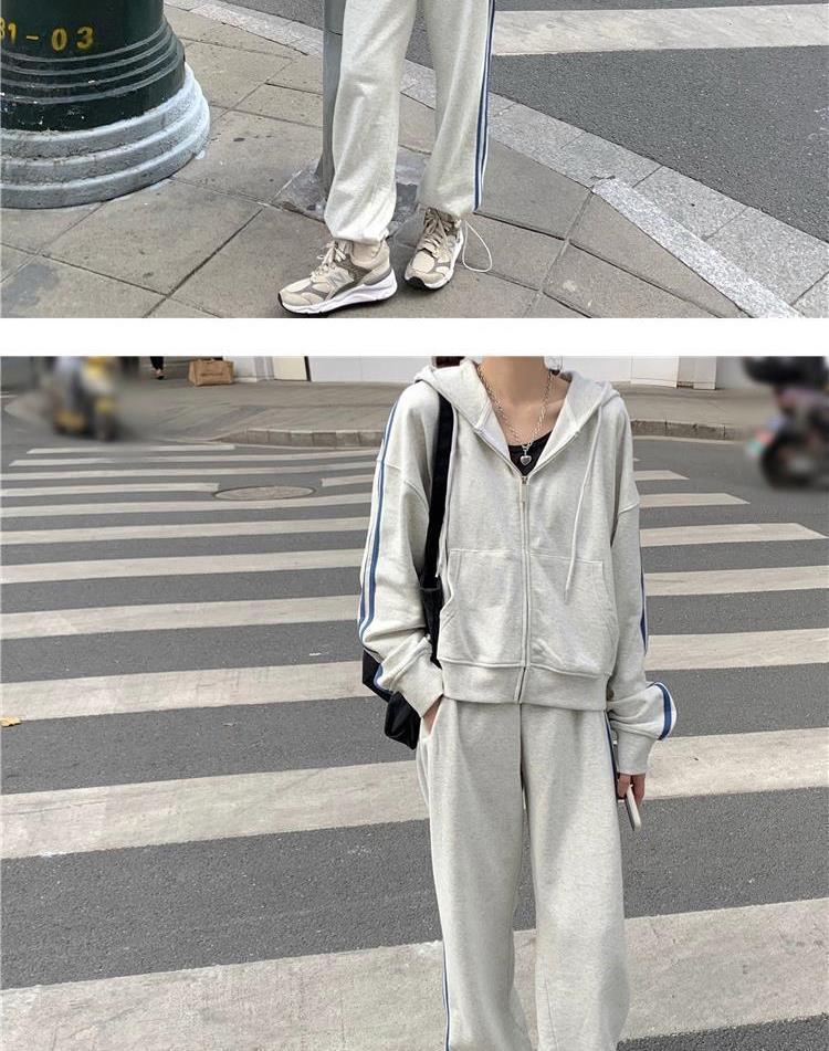 Women's Trendy Casual Running Jacket & Sweatshirt Set - Spring/Autumn Fashion, Slimming & Loose Fit, Two-Piece.