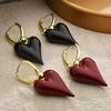 Autumn and Winter Fashion Simple Temperament Enamel Heart Shape Earrings for Women Unique Design Party Jewerly Ear Accessories